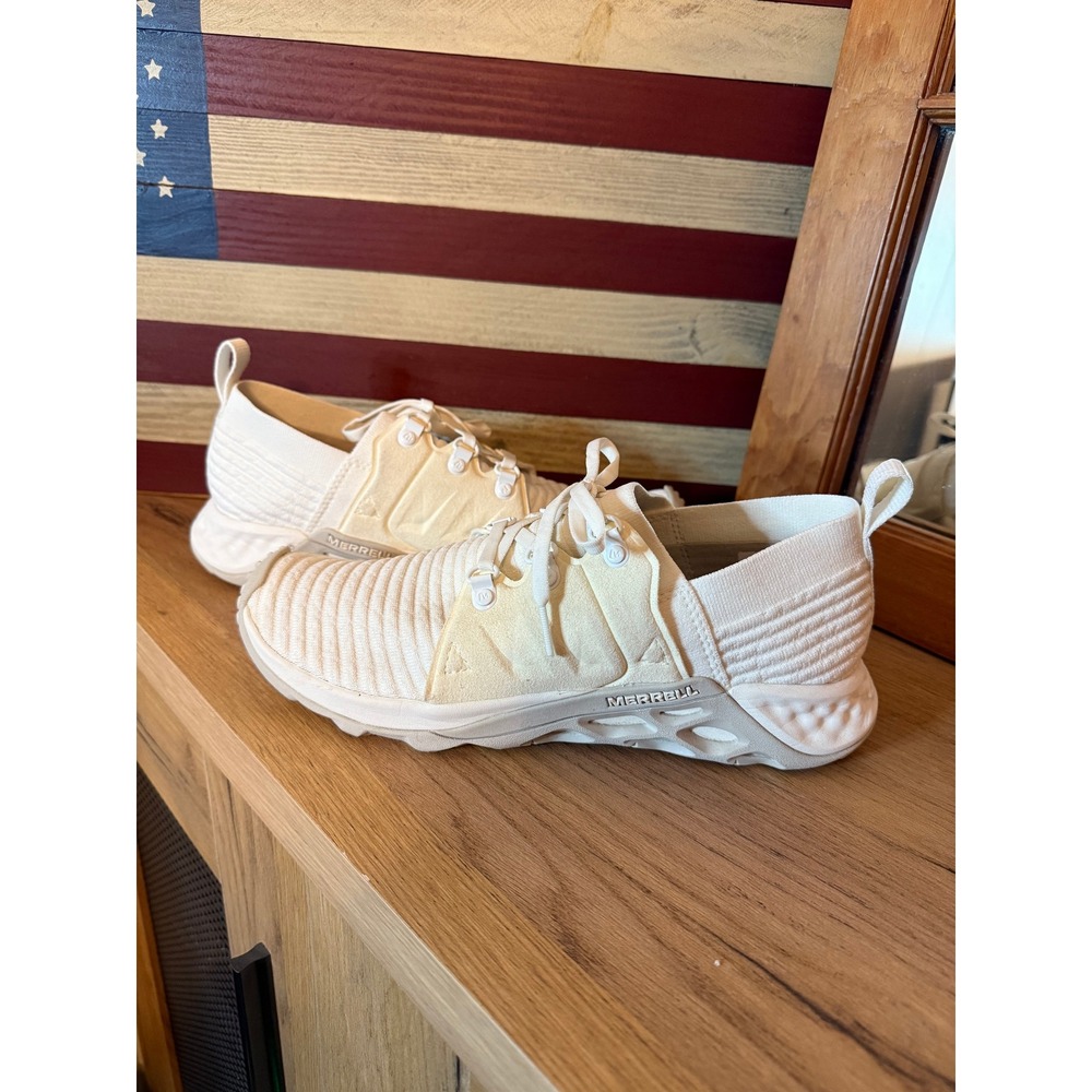Merrell Women's White & Cream Knit Air Cushion Lace-Up Walking Shoes Size 10
